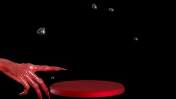 Experience a vibrant Halloween atmosphere with a detailed 3D animated podium designed for product display. The design features eerie elements and sets the festive mood video