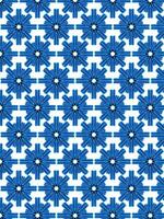 A blue and white pattern with flowers vector