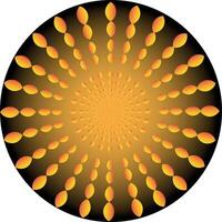 A circular image with yellow dots and black circles vector