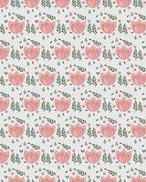 A pattern with pink flowers and leaves vector