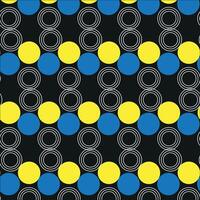 A black and yellow pattern with circles vector