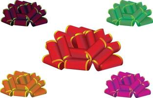 Silk Red Multiple Color Ribbon Bow And white Background vector