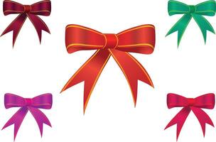 Red Multi Color Ribbon Bow for wrapping isolated on White background vector