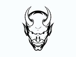 a black and white drawing of a devil's head vector