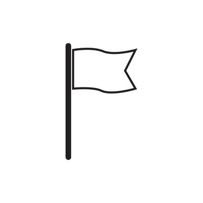 Flag icon in flat style. Pin illustration on white isolated background. Flagpole business concept.