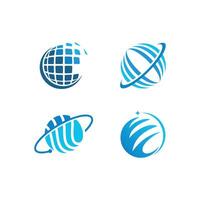 set of tech globe design vector