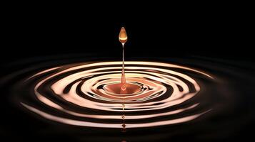 A mesmerizing drop of liquid creates ripples in a dark setting, showcasing fluid dynamics photo