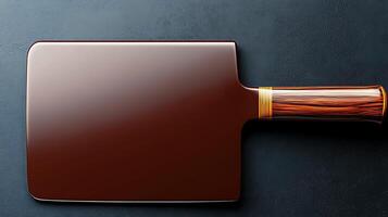 A polished wooden paddle resting on a dark surface, showcasing its craftsmanship and design photo