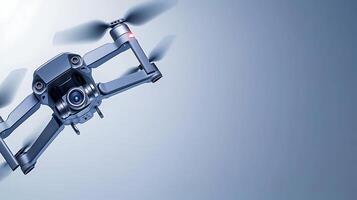 A sleek drone soaring through a clear blue sky, showcasing advanced technology in flight photo