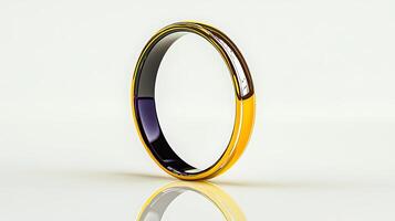 A sleek, modern ring with a glossy finish displayed against a minimalist background, highlighting elegance photo