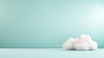 A soft, fluffy cloud resting on a serene, mint green background, creating a calming atmosphere photo