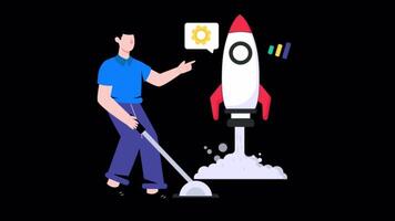Business Startup Launch Motion Graphic Rendering with Transparent Alpha Channel video