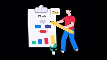 Business Planning Motion Graphic Rendering with Transparent Alpha Channel video