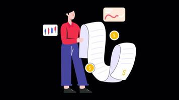 Financial Analytics Motion Graphic Rendering with Transparent Alpha Channel video