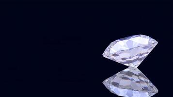 A sparkling diamond resting on a reflective surface against a dark background, showcasing its brilliance photo