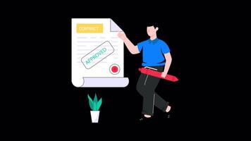 Approval contract Motion Graphic Rendering with Transparent Alpha Channel video