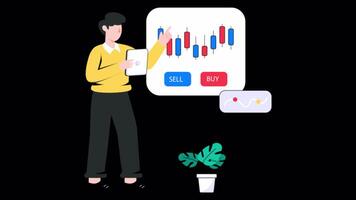 Stock Exchange Motion Graphic Rendering with Transparent Alpha Channel video