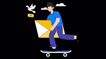 Email Sending Motion Graphic Rendering with Transparent Alpha Channel video