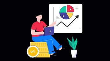 Stock Market Analysis Motion Graphic Rendering with Transparent Alpha Channel video