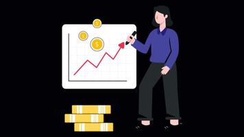 Financial Growth Motion Graphic Rendering with Transparent Alpha Channel video