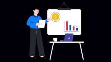 Financial Presentation Motion Graphic Rendering with Transparent Alpha Channel video