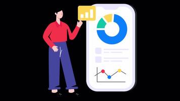 Mobile Analytics Motion Graphic Rendering with Transparent Alpha Channel video