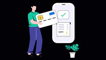 Card Payment Motion Graphic Rendering with Transparent Alpha Channel video
