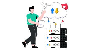Cloud computing 2D Flat Animation. video