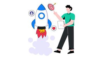 Startup launch 2D Flat Animation. video