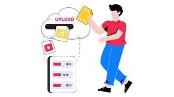 Cloud Uploading 2D Flat Animation. video