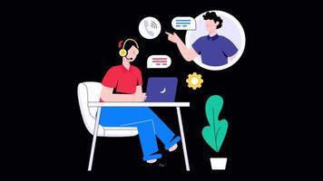 Customer Service Motion Graphic Rendering with Transparent Alpha Channel video