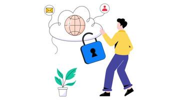 Cloud Network Security 2D Flat Animation. video