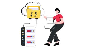 Cloud Data Sync 2D Flat Animation. video
