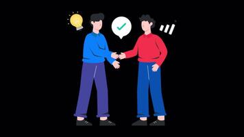 Business Partnership Motion Graphic Rendering with Transparent Alpha Channel video