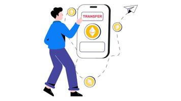 Ethereum Transfer 2D Flat Animation. video