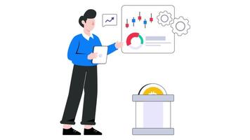 Bitcoin Analysis 2D Flat Animation. video