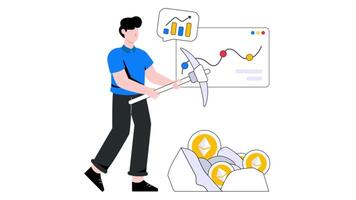 Ethereum Mining 2D Flat Animation. video