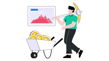 Bitcoin Mining 2D Flat Animation. video