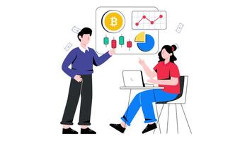 Crypto Analysis 2D Flat Animation. video