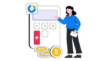 Bitcoin Calculation 2D Flat Animation. video