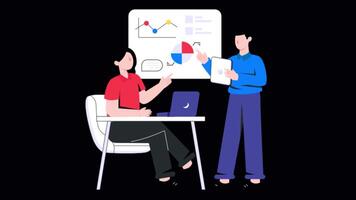 Business Discussion Motion Graphic Rendering with Transparent Alpha Channel video