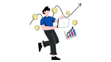 Bitcoin Increase 2D Flat Animation. video