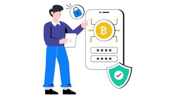 Bitcoin Security 2D Flat Animation. video