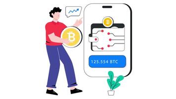 Bitcoin Wallet 2D Flat Animation. video