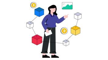Blockchain Technology 2D Flat Animation. video