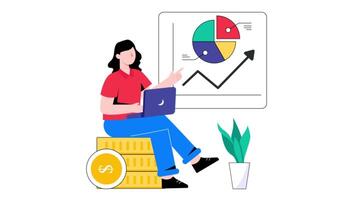 Stock Market Analysis 2D Flat Animation. video
