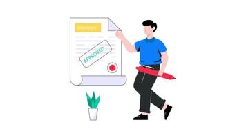 Approval contract 2D Flat Animation. video