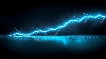 A striking blue lightning bolt illuminates a dark background, creating a dramatic atmosphere photo