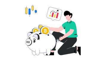Bitcoin Savings 2D Flat Animation. video