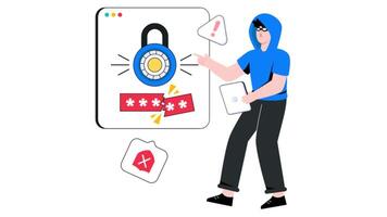 Password Hacking 2D Flat Animation. video